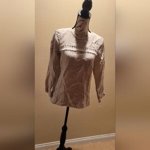 J. Crew Linen Pom Pom Tassel Fringe Top